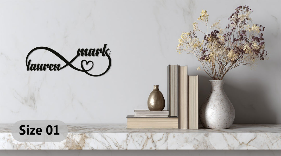 Infinity Couple Name Metal Wall Art – Personalized Decor