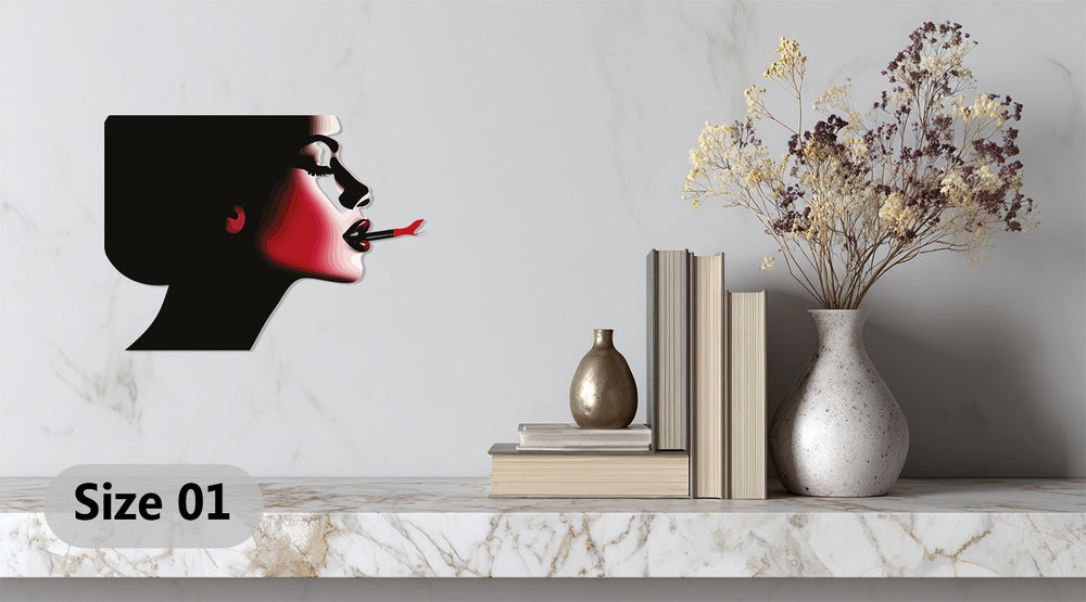 Modern feminine profile metal artwork for bold interiors