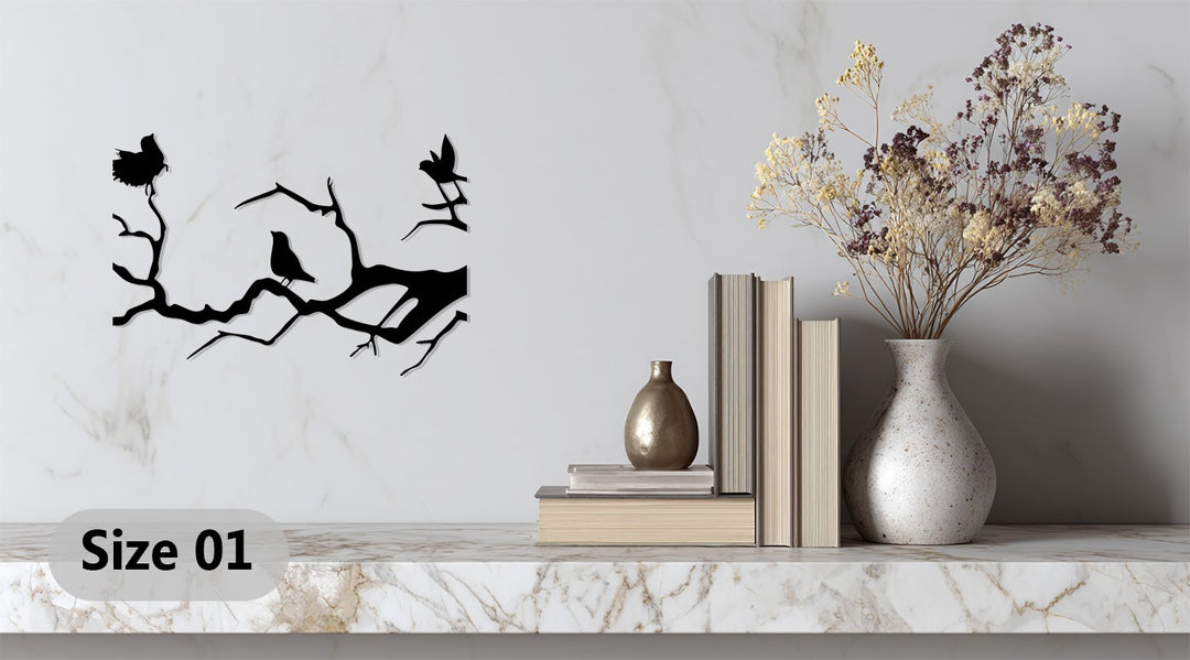 Birds on Branch Metal Wall Art – Nature-Inspired Silhouette