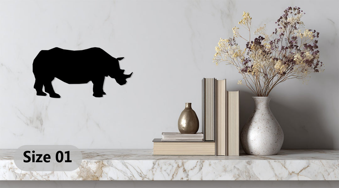 African rhino metal wall hanging for wildlife lovers