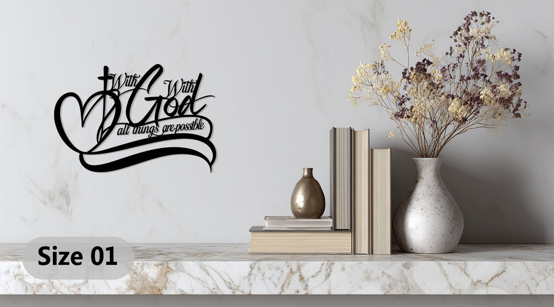 With God All Things Are Possible – Red Christian Metal Wall Art