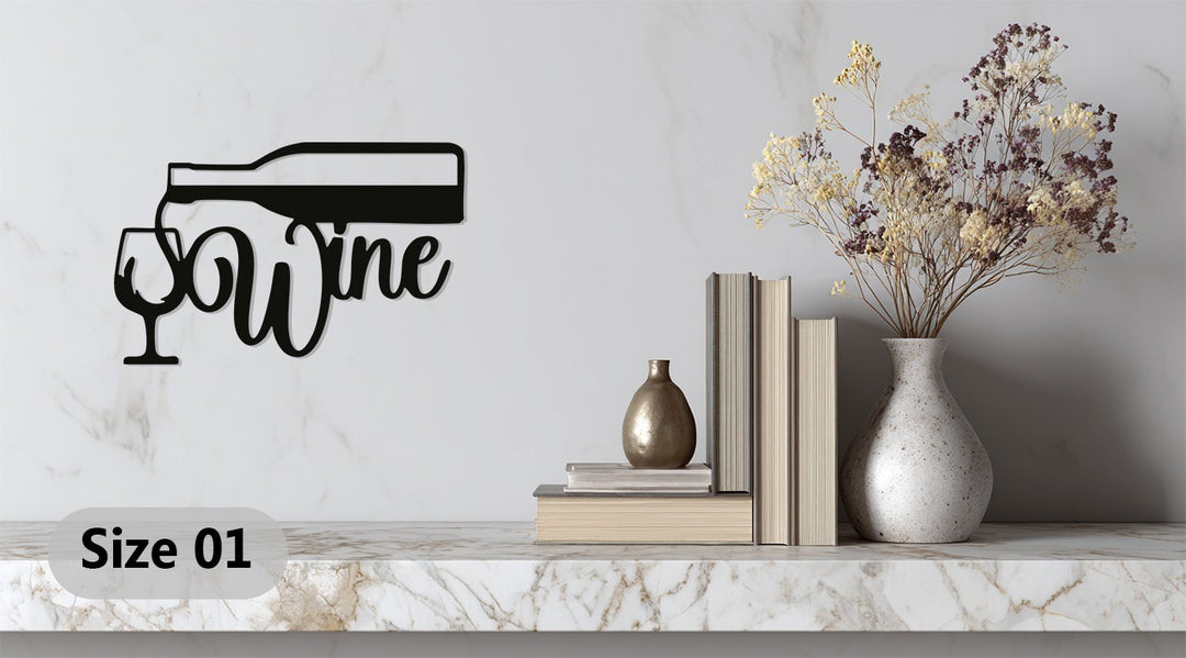 Wine Bottle & Glass – Modern Metal Wall Art