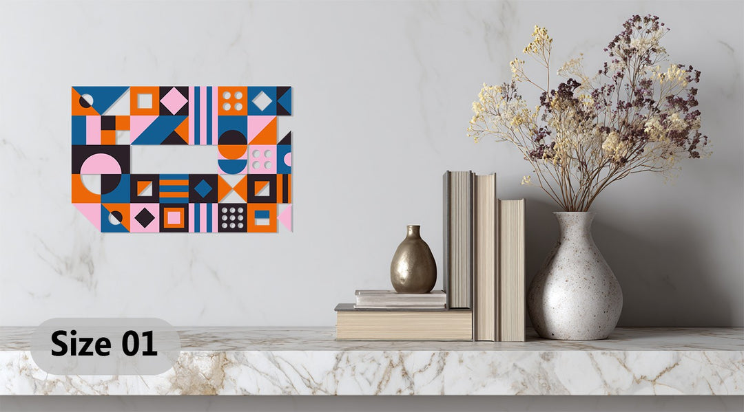 Geometric Shapes Metal Wall Art – Colorful Modern Abstract Home Decor