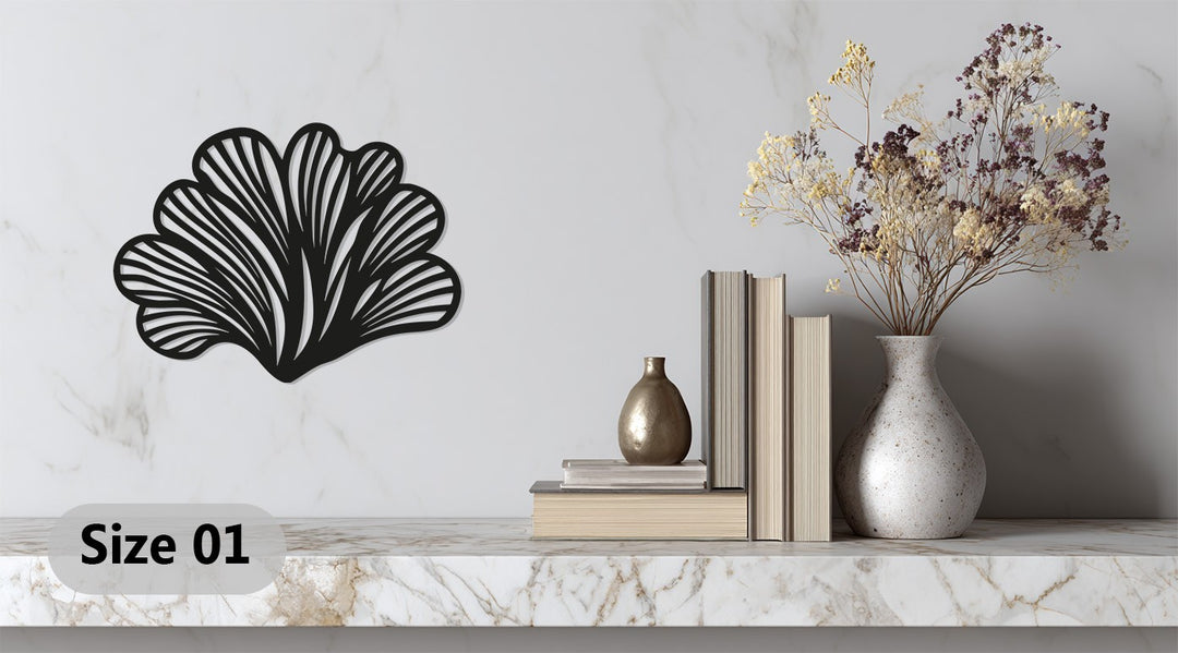 Abstract Leaf Fan Metal Wall Art – Modern Black Botanical Decor