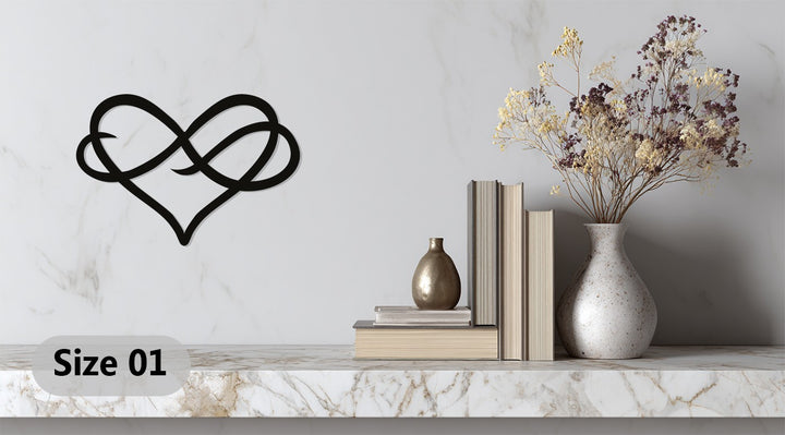 Black modern infinity heart wall sculpture