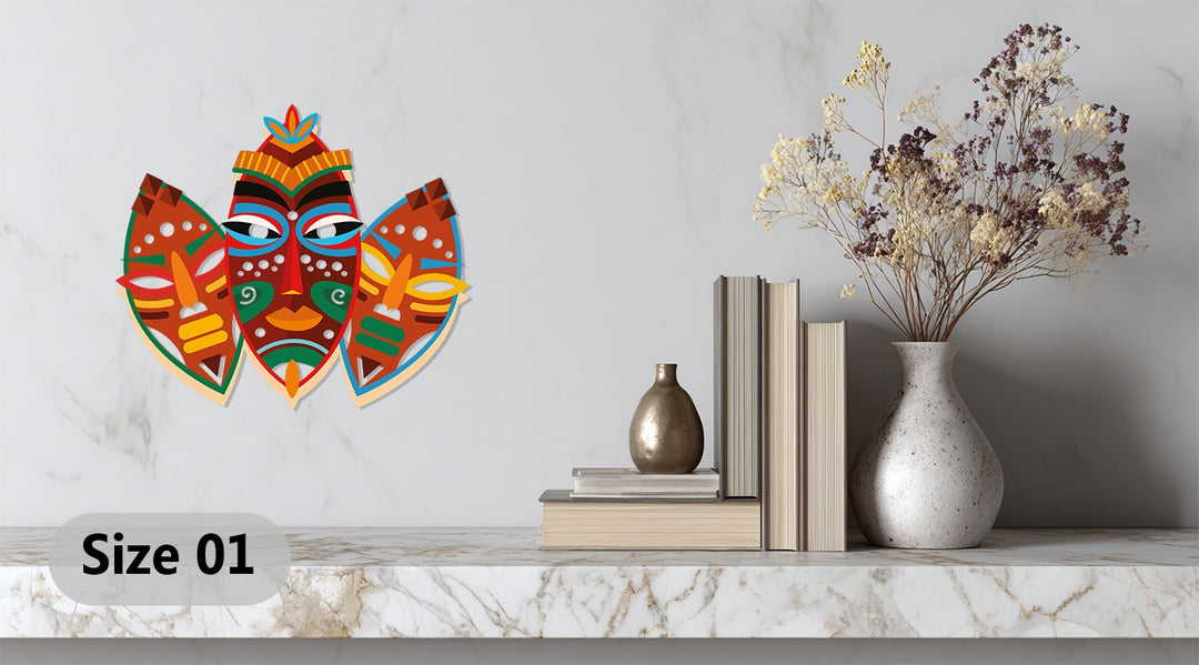 Tribal Mask Metal Wall Art – Colorful African-Inspired Home Decor