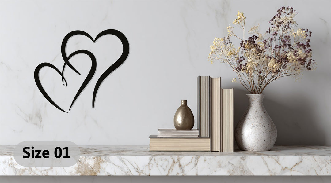 Intertwined Double Hearts – Romantic Metal Wall Art