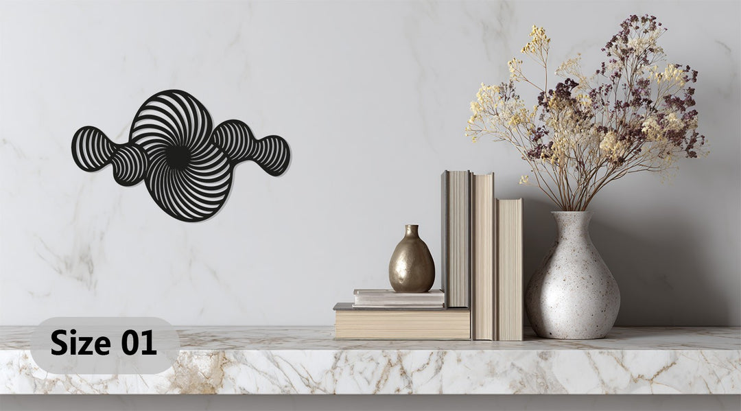 Abstract Spiral Metal Wall Art – Modern Black Geometric Decor