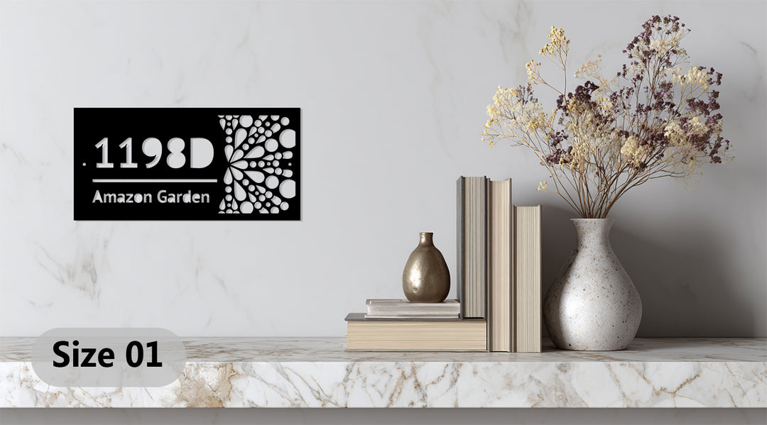 Custom Metal Address Plaque – Modern Raindrop Design House Number Sign