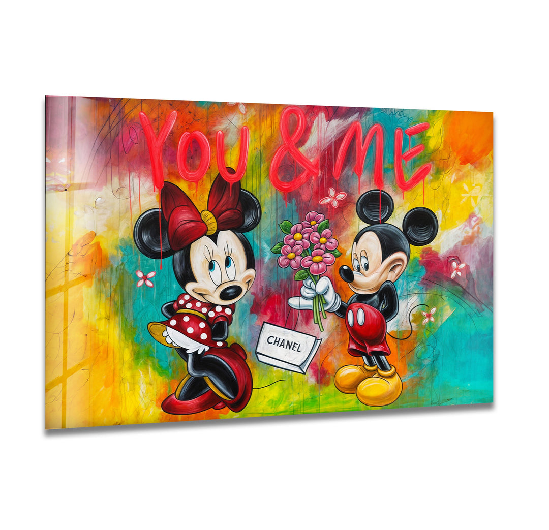 You & Me Mickey Mouse Glass Wall Art large glass photo prints, glass wall photos
