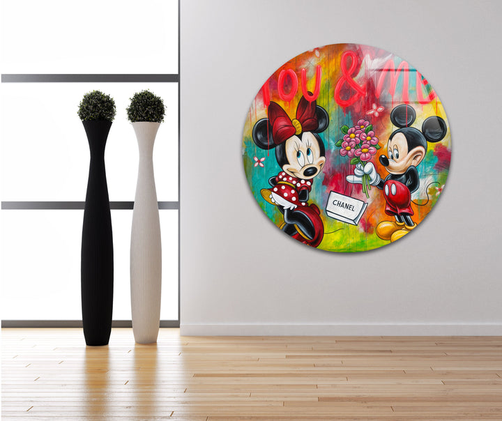 You & Me Mickey Mouse Glass Wall Art glass photo prints, glass picture prints
