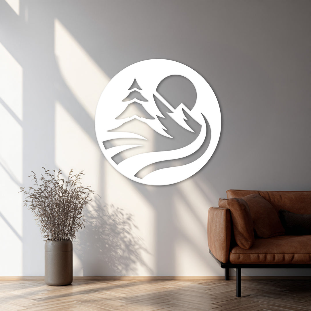 Round mountain metal wall art design