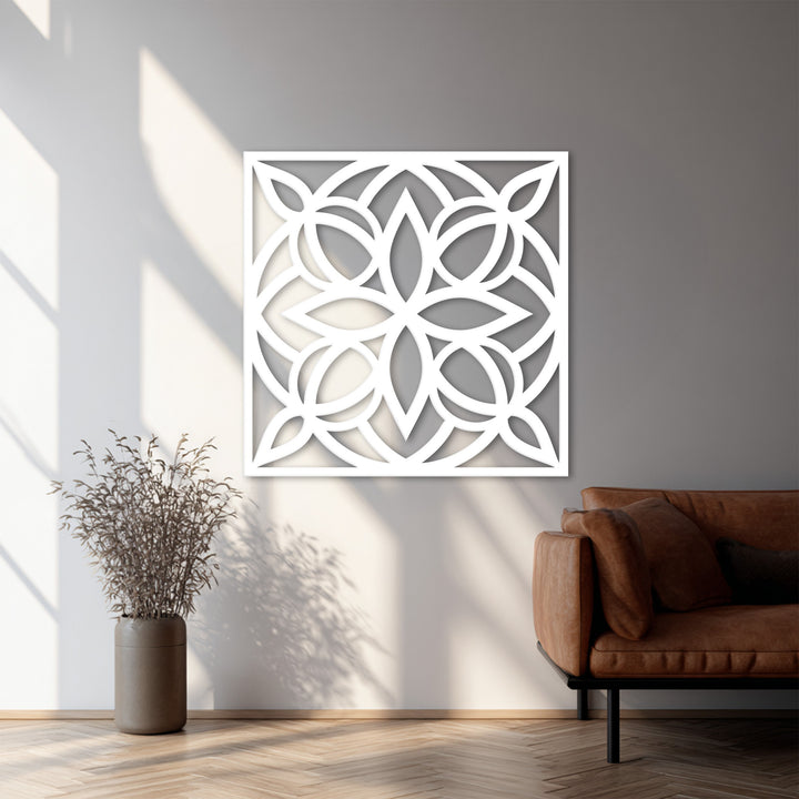 Symmetrical floral metal wall decoration