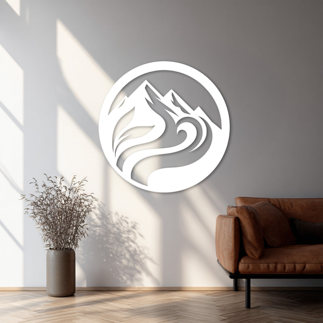 زهرة القمر – القمر وزهرة اللوتس فن جداري معدني