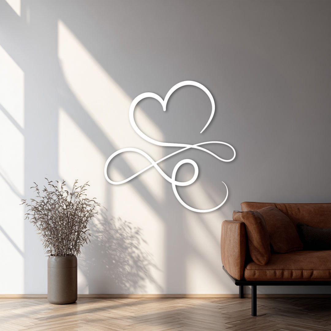 Heart & Infinity – Minimalist Love Symbol Metal Wall Art