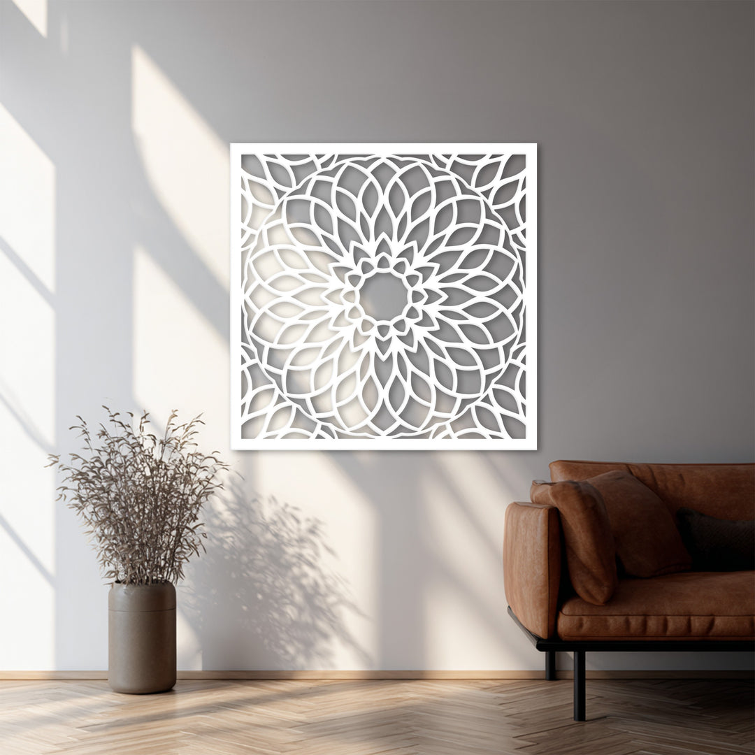 Square mandala metal wall decoration