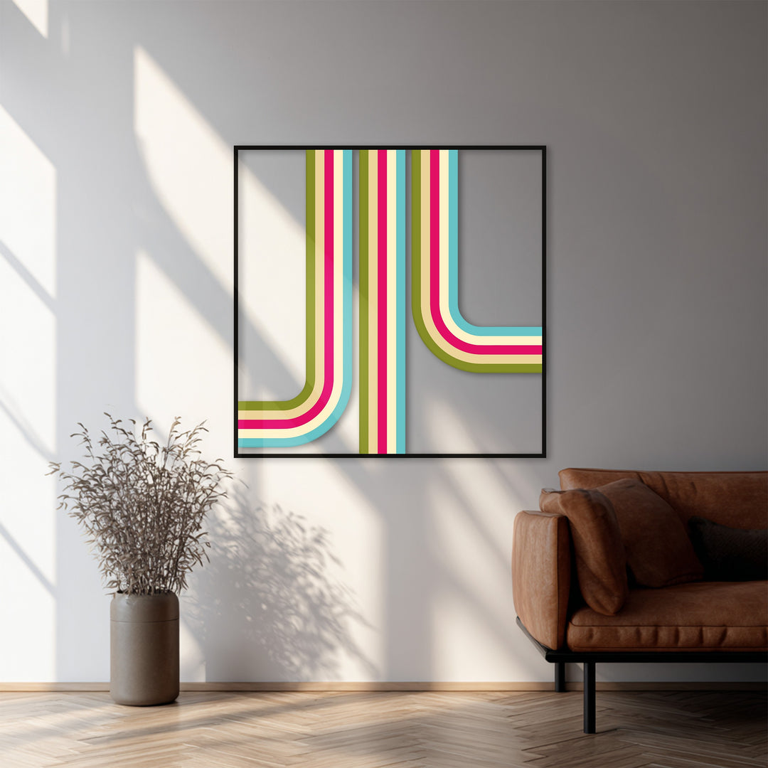 Colorful curved line artwork for contemporary home interiors