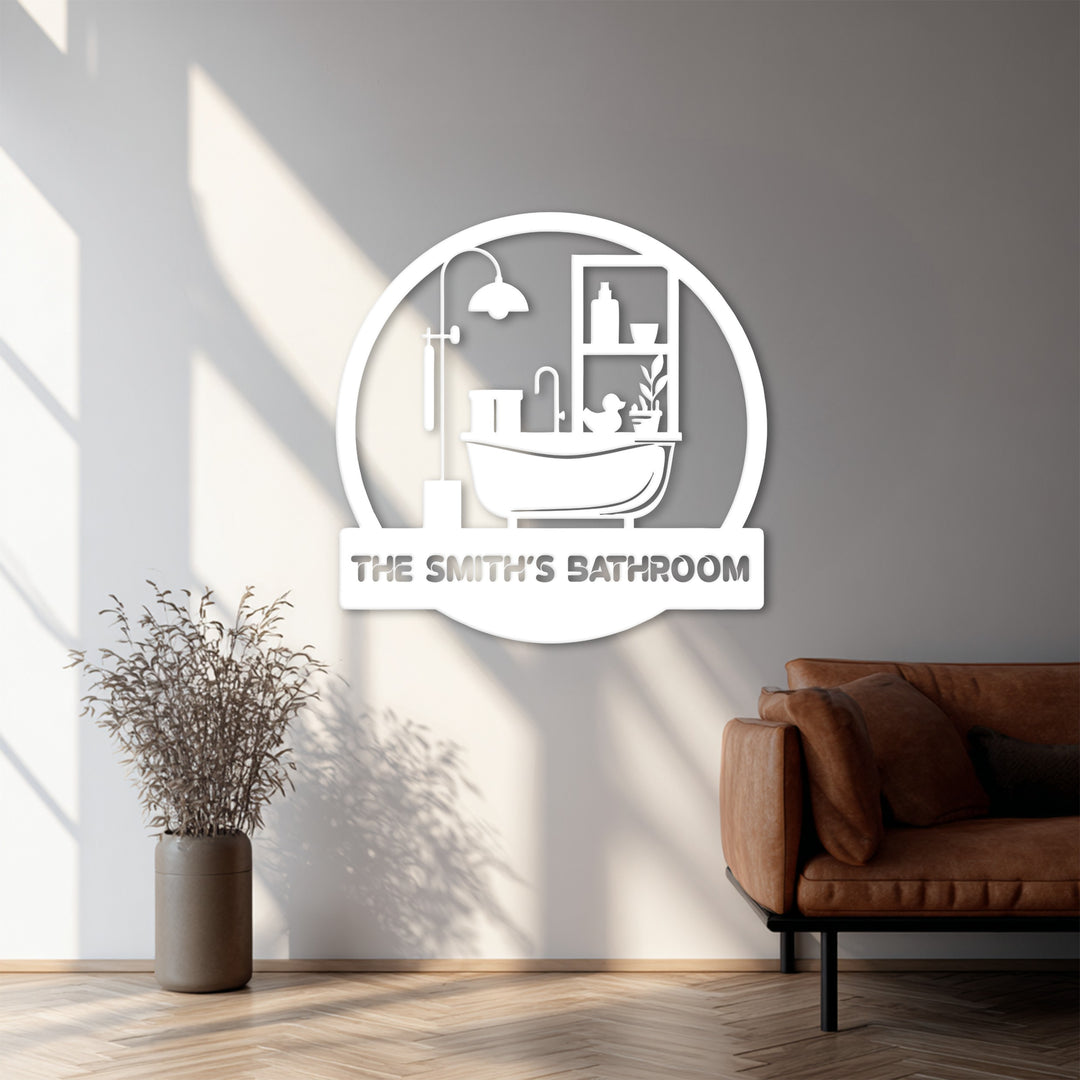 Personalized Bathroom Sign – Custom Name Metal Wall Art