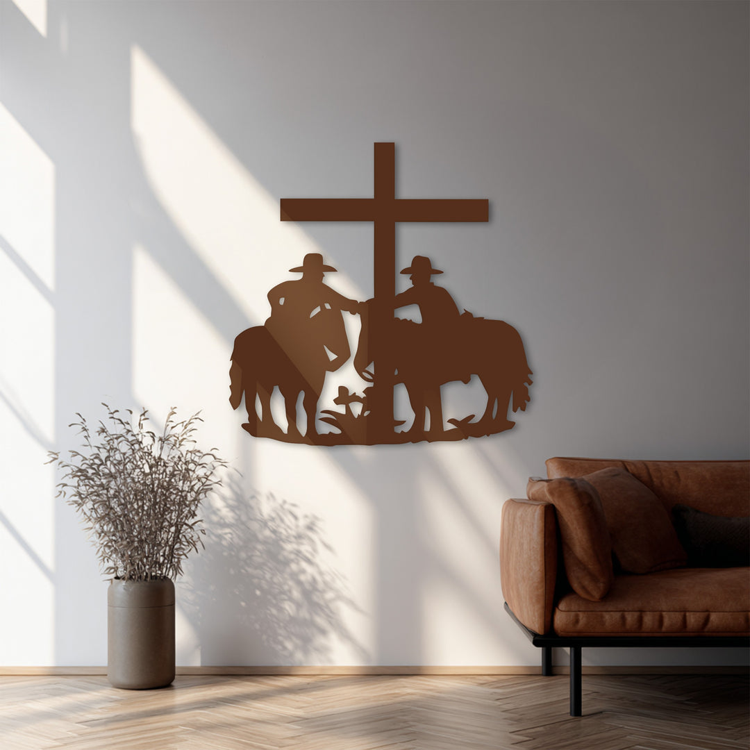Western farmhouse faith-inspired metal wall art
