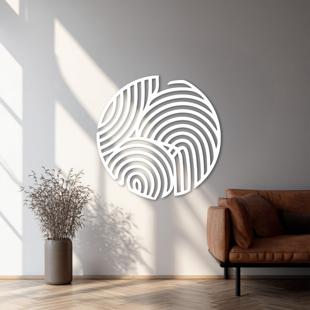 Geometric Waves Circle – Abstract Metal Wall Art