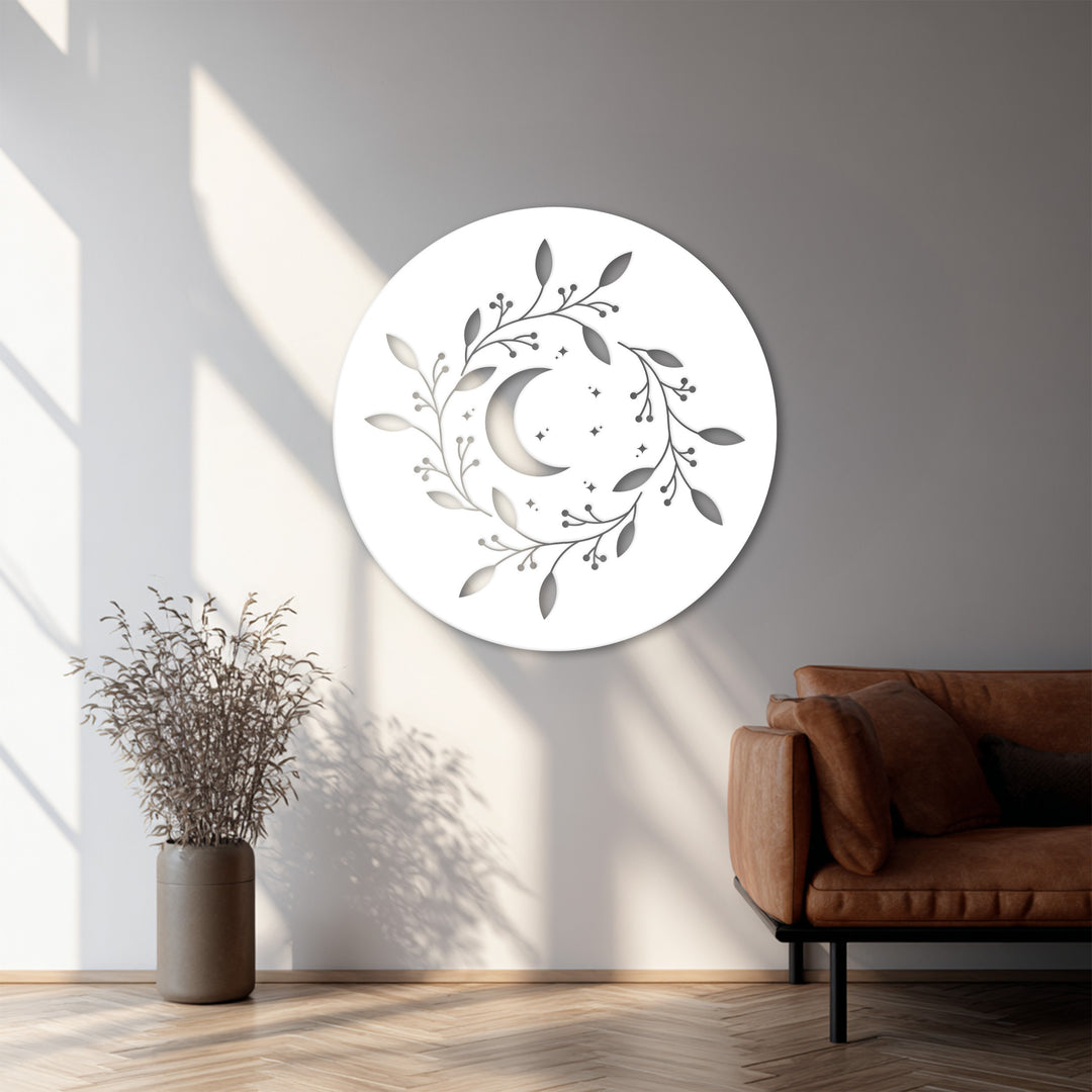 Celestial botanical metal wall art