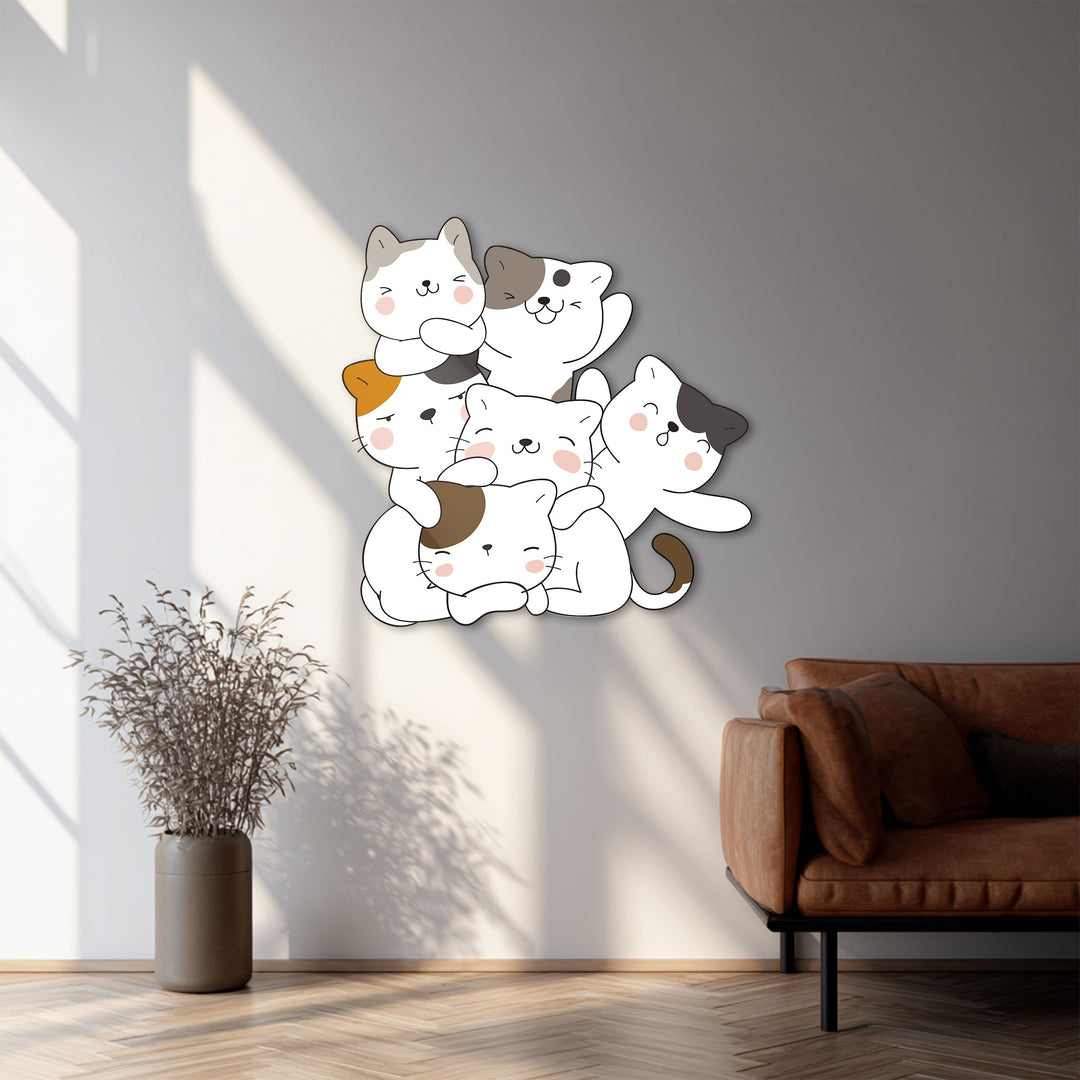 Adorable kitten group wall decor for living room
