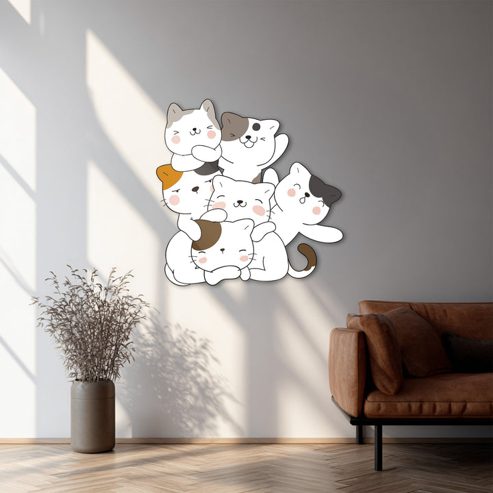 Adorable kitten group wall decor for living room