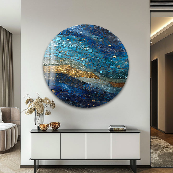 Celestial Mosaic – Starry Night Sky Glass Wall Art