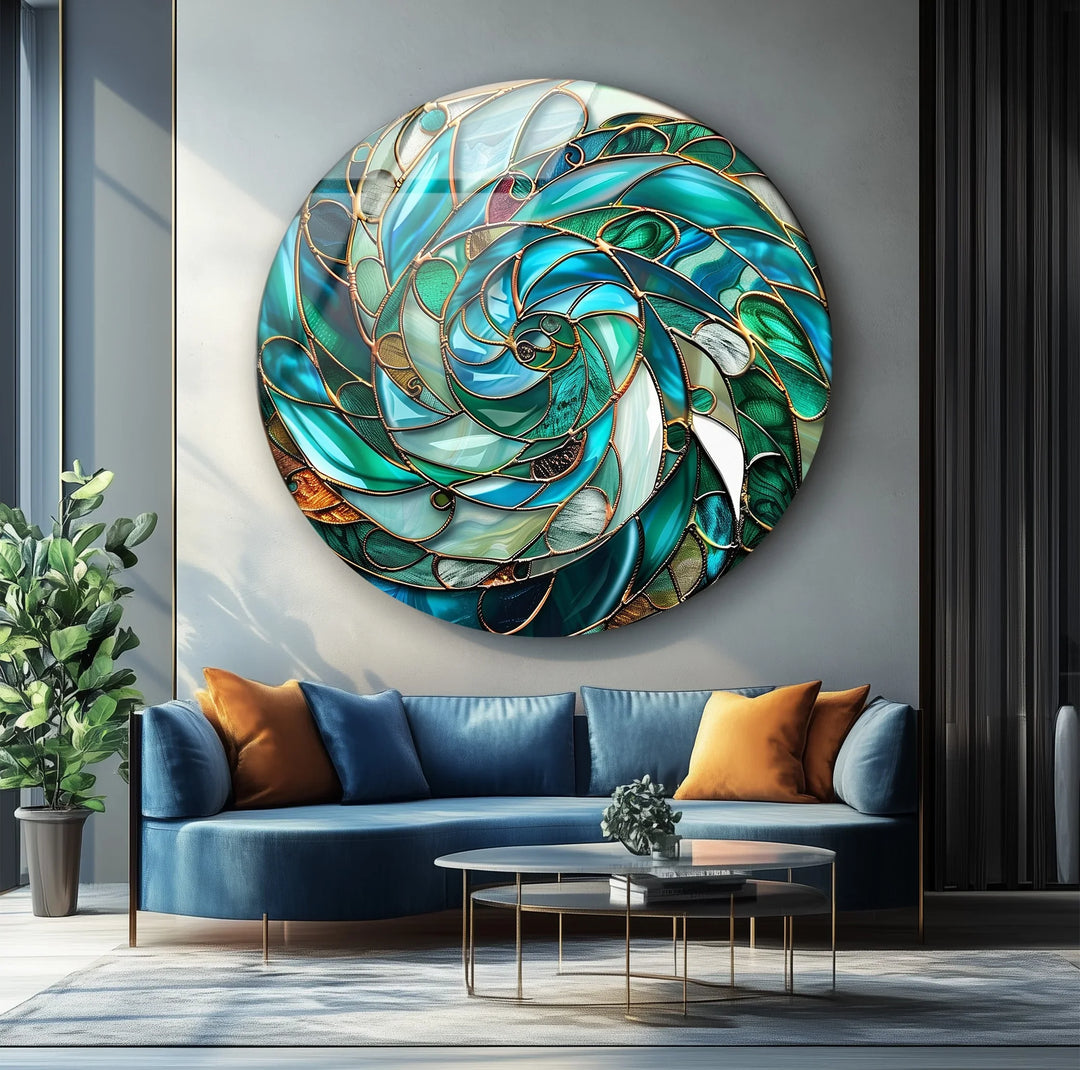 Verdant Vortex Spiral – Round Glass Wall Art - MyPhotoStation