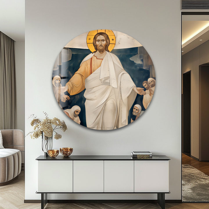 Resurrected Glory – Byzantine Jesus Glass Wall Art