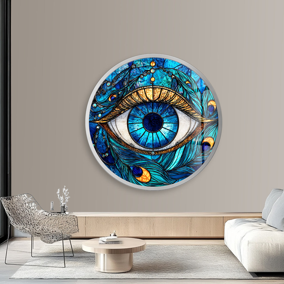 Mystic Eye Radiance – Round Glass Wall Art