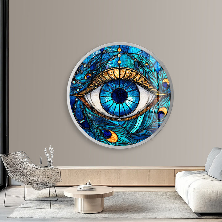 Mystic Eye Radiance – Round Glass Wall Art