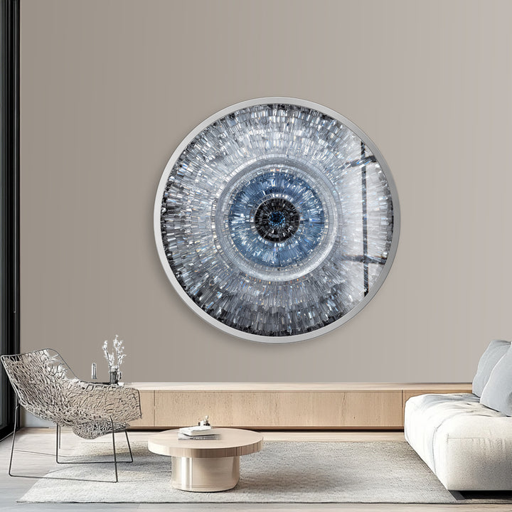 Abstract Crystal Mosaic Eye – Round Glass Wall Art