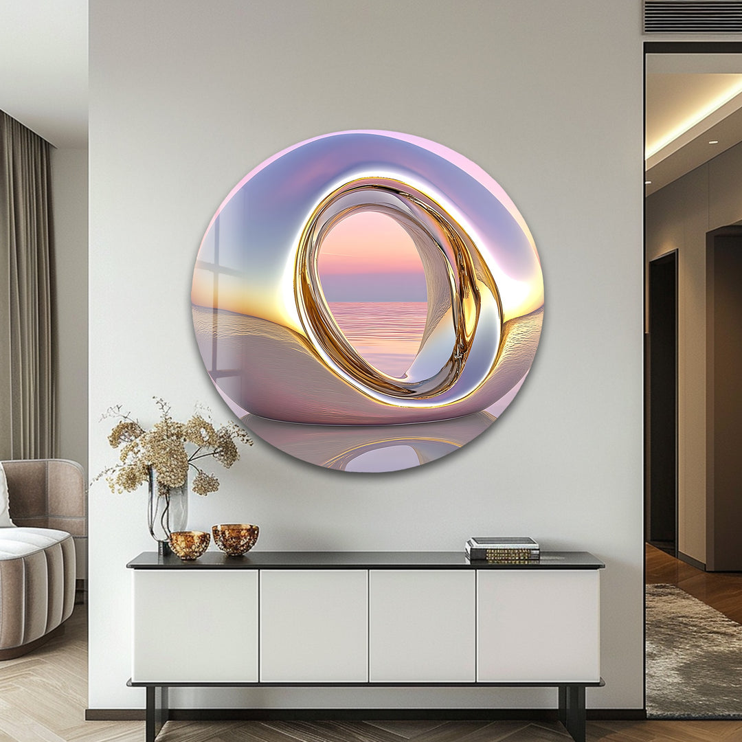 Lumina Dawn Sculpture – Polished Chrome Orb Glass Wall Art
