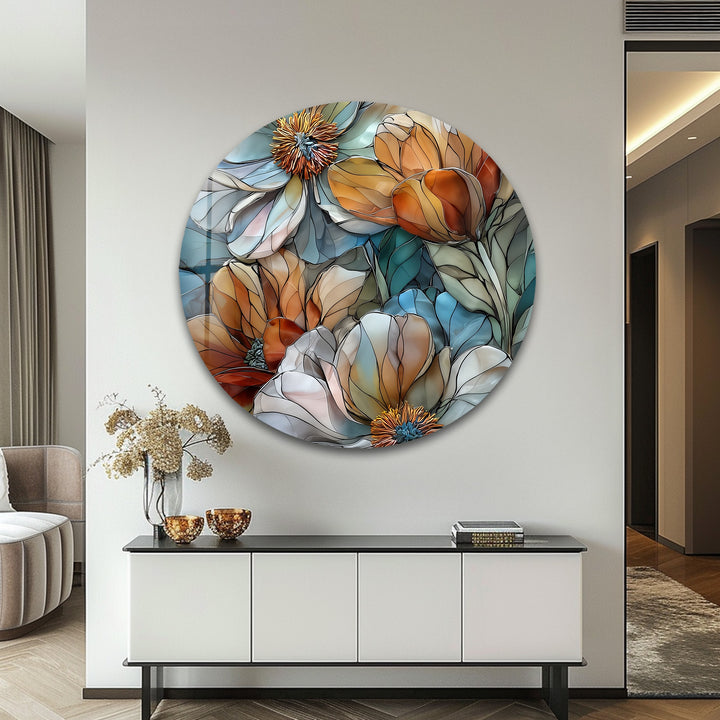 Whispers of Bloom – Floral Glass Wall Art