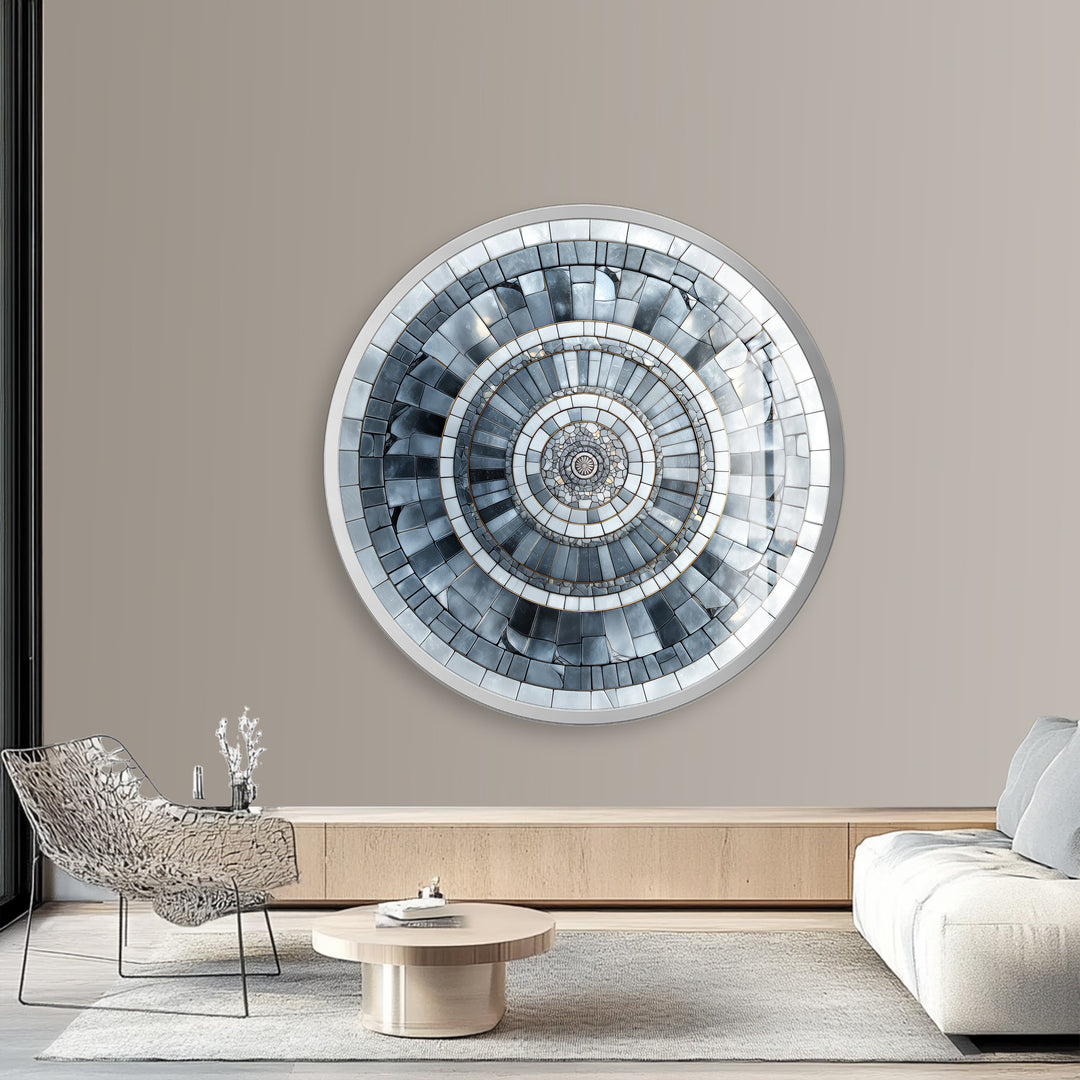 Arctic Labyrinth – Round Glass Wall Art