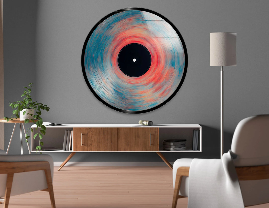 Vinyl-Inspired Abstract Swirl – Round Glass Wall Art - MyPhotoStation