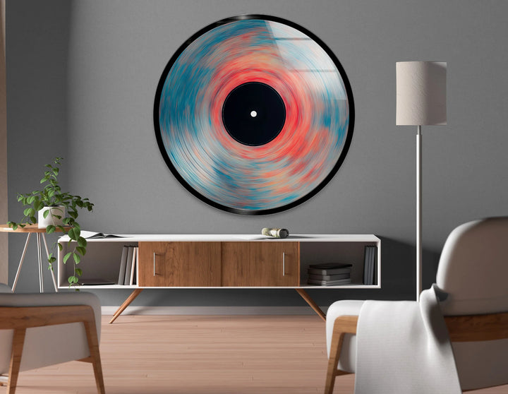 Vinyl-Inspired Abstract Swirl – Round Glass Wall Art - MyPhotoStation