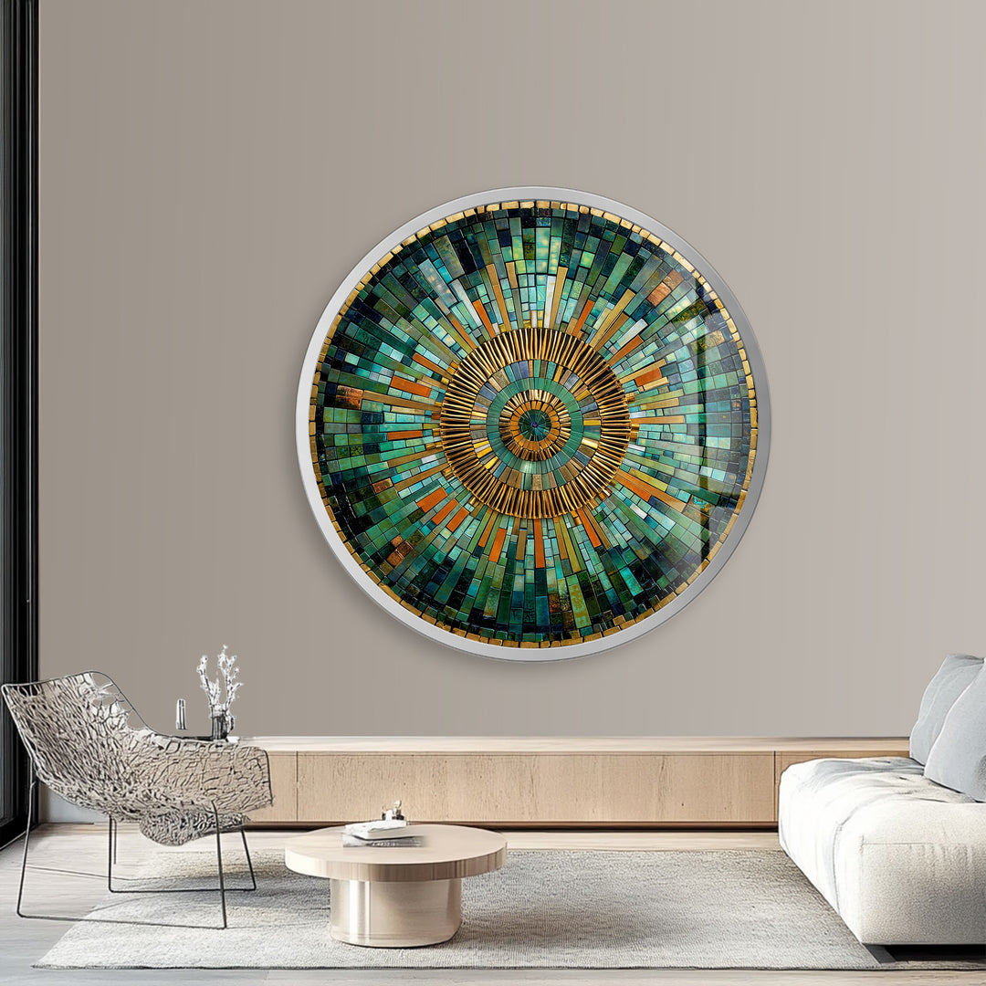 Modern emerald glass wall artwork