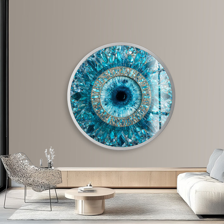 Aqua Vision Mosaic – Round Glass Wall Art