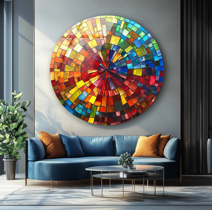 Spectrum Radiance Mosaic Round Glass Wall Art - MyPhotoStation