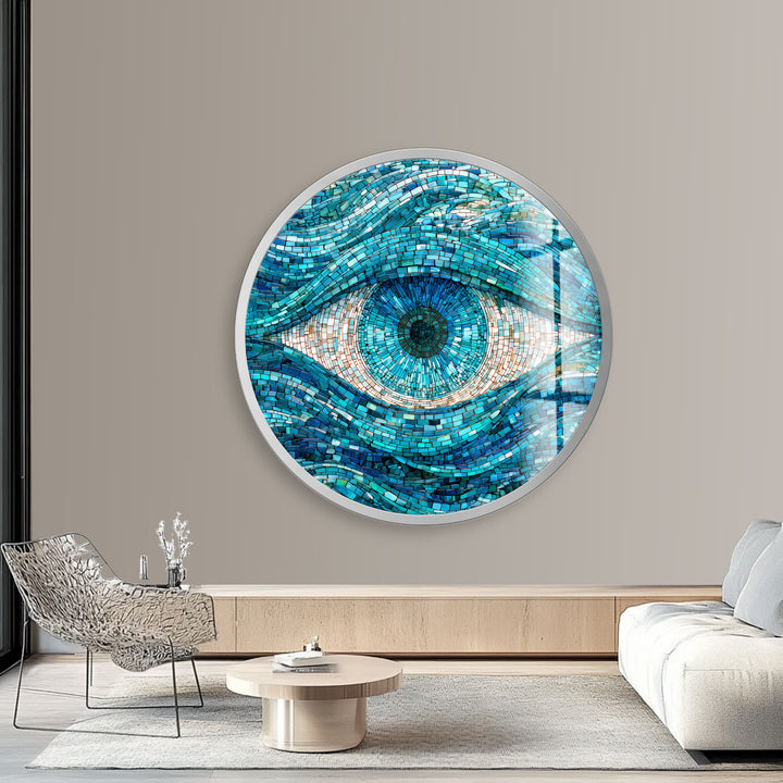 Aqua Watcher – Round Glass Wall Art