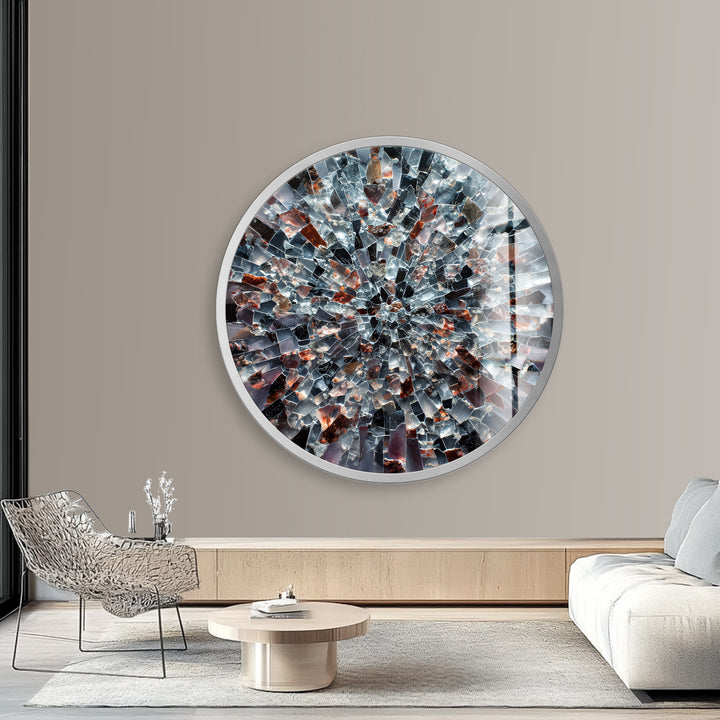 Obsidian Starburst – Round Glass Wall Art
