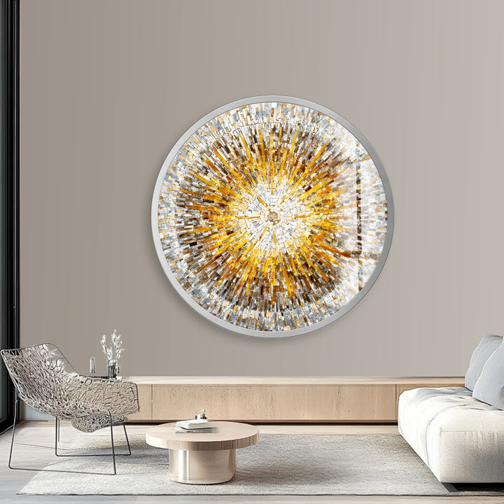 Sunbeam Mosaic Design  – Round Glass Wall Art
