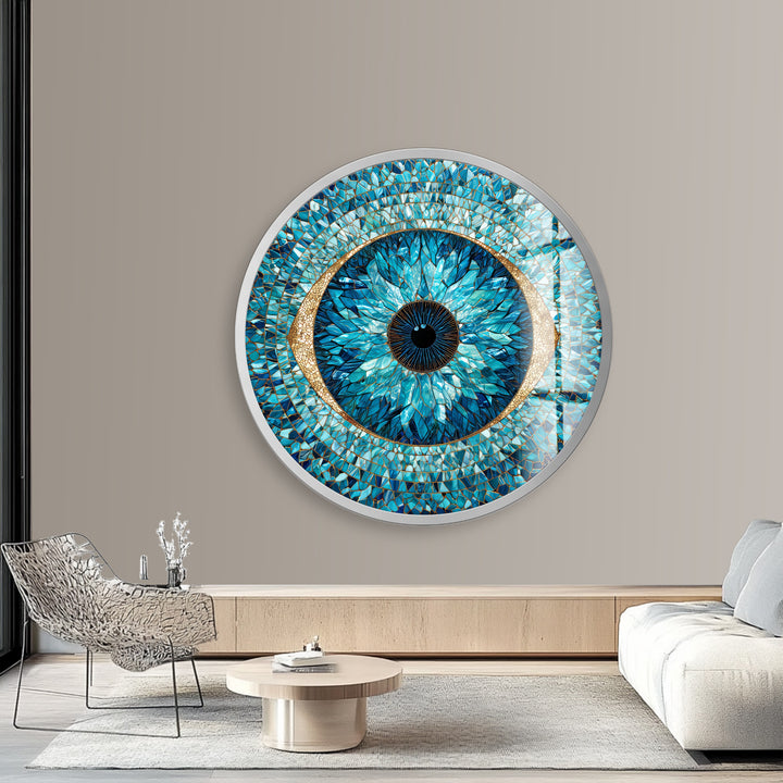 Guardian Iris – Round Glass Wall Art