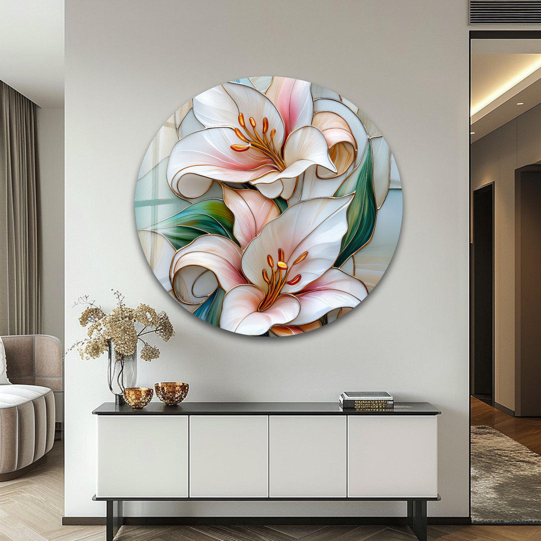 Opaline Grace – Elegant Floral Glass Wall Art