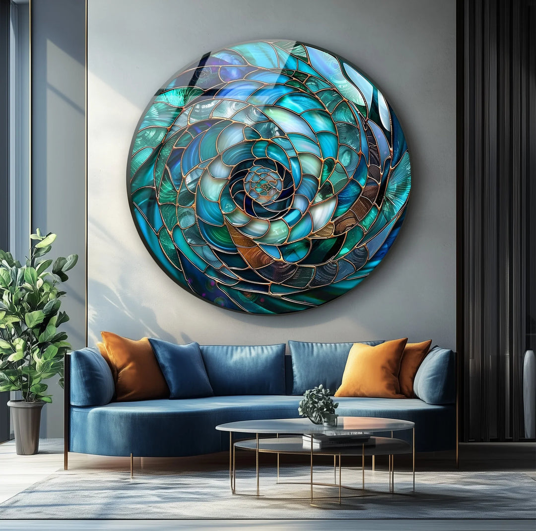 Ocean Vortex Spiral – Round Glass Wall Art - MyPhotoStation