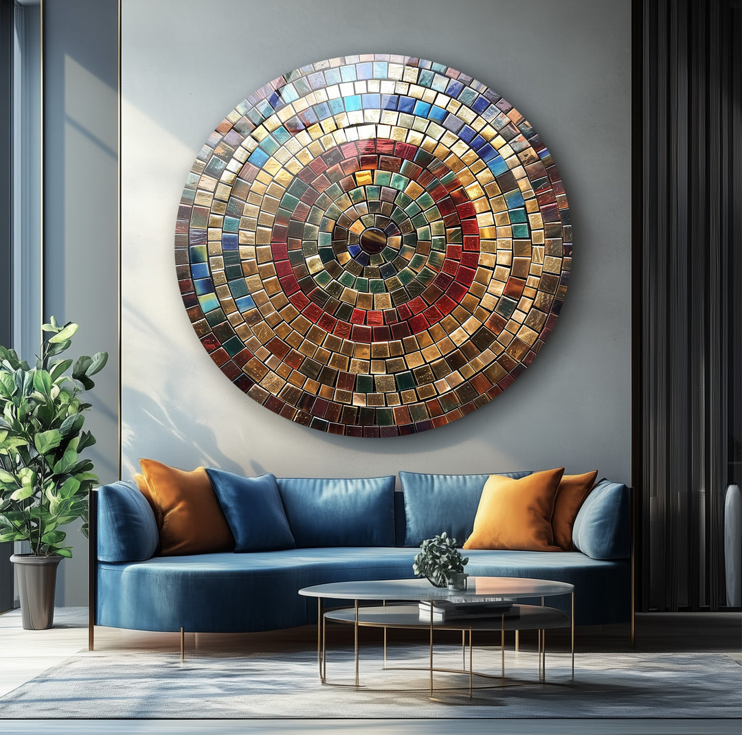 Eternal Spectrum – Multicolor Mosaic Round Glass Wall Art