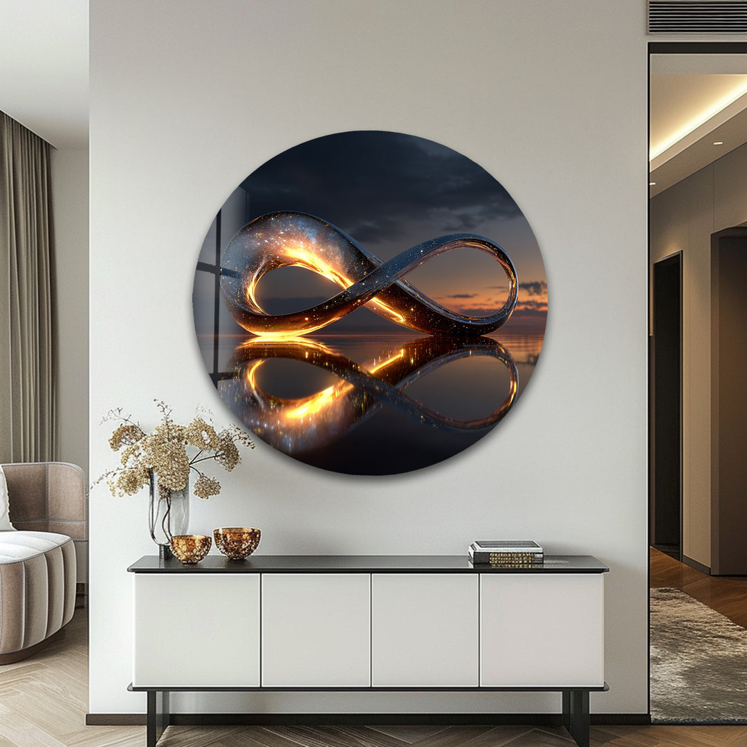 Eternal Horizon Loop – Illuminated Infinity Sculpture Glass Wall Art