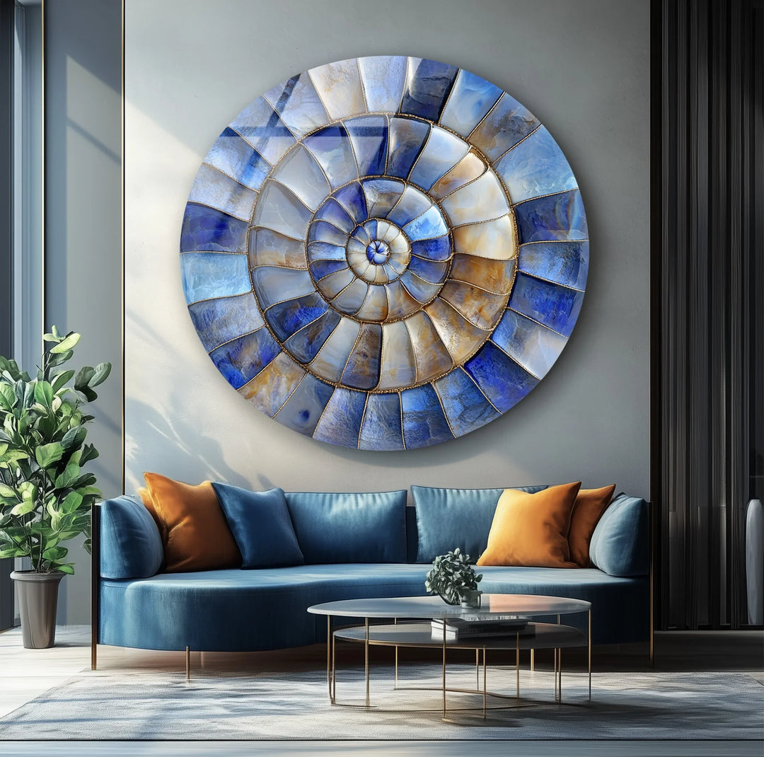 Coastal Blue & Sand Round Glass Wall Art - MyPhotoStation